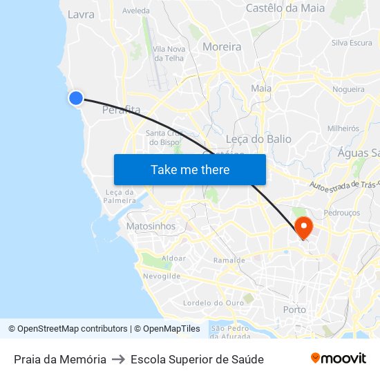 Praia da Memória to Escola Superior de Saúde map