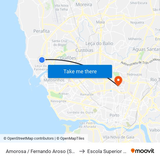 Amorosa / Fernando Aroso (Supermercado) to Escola Superior de Saúde map