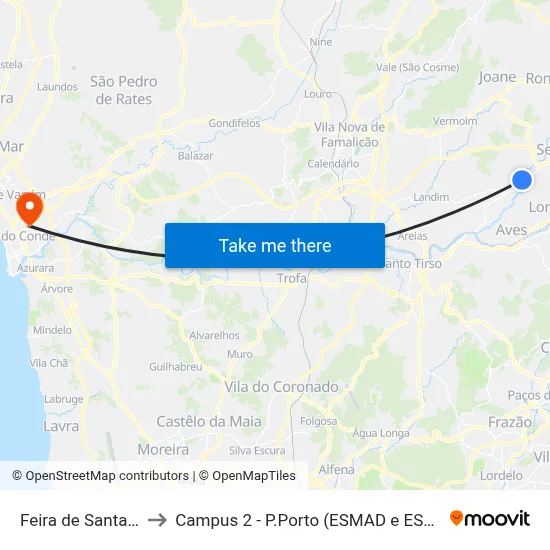 Feira de Santana to Campus 2 - P.Porto (ESMAD e ESEIG) map