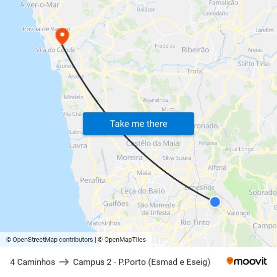 4 Caminhos to Campus 2 - P.Porto (Esmad e Eseig) map