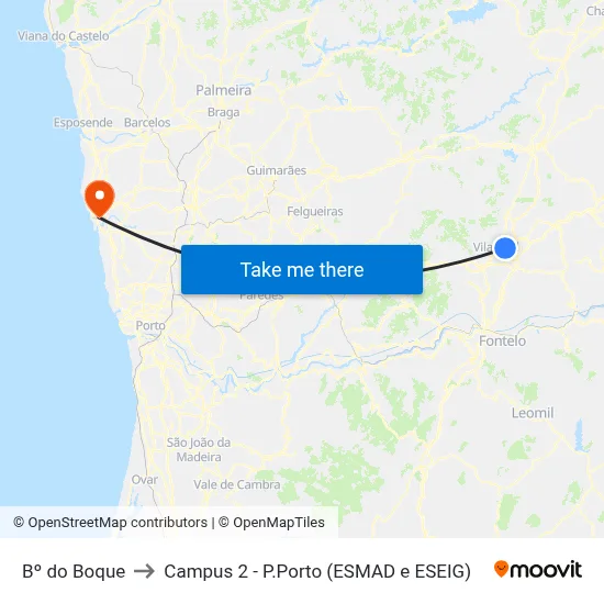 Bº do Boque to Campus 2 - P.Porto (ESMAD e ESEIG) map