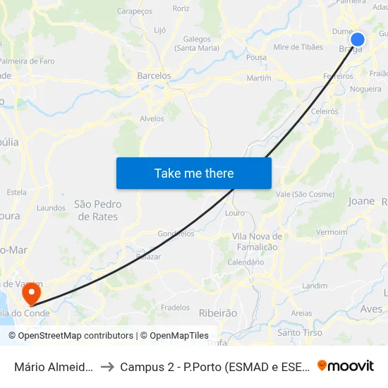 Mário Almeida I to Campus 2 - P.Porto (ESMAD e ESEIG) map
