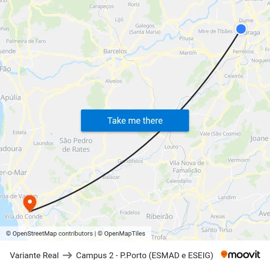 Variante Real to Campus 2 - P.Porto (ESMAD e ESEIG) map
