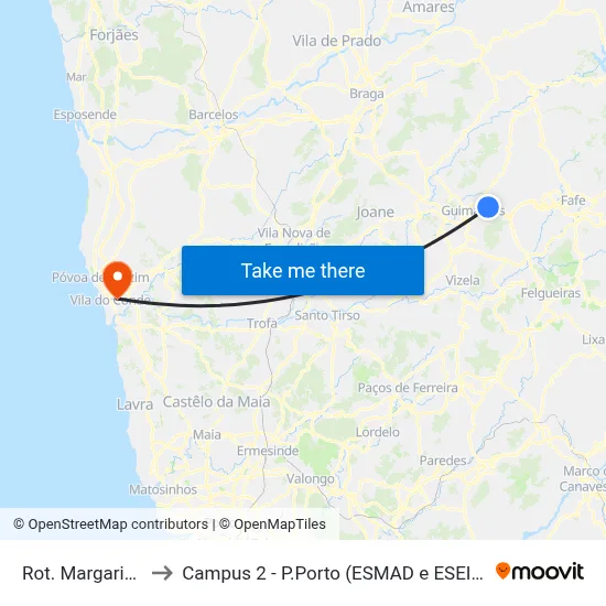 Rot. Margaride to Campus 2 - P.Porto (ESMAD e ESEIG) map