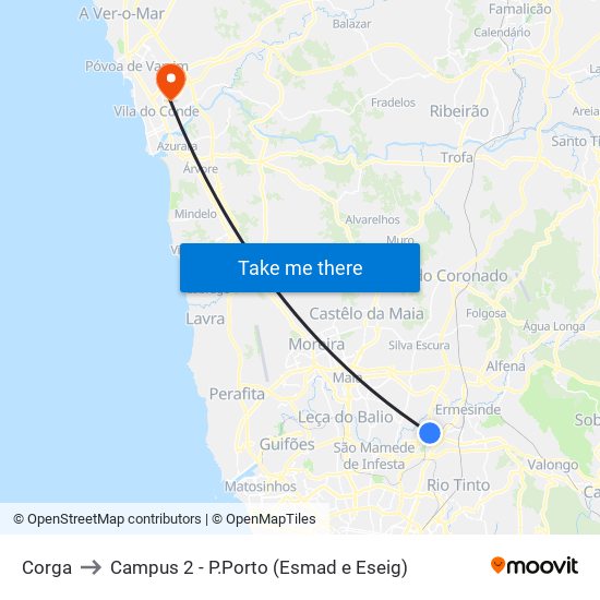 Corga to Campus 2 - P.Porto (Esmad e Eseig) map