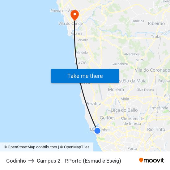 Godinho to Campus 2 - P.Porto (Esmad e Eseig) map