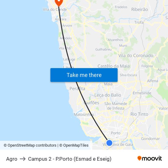 Agro to Campus 2 - P.Porto (Esmad e Eseig) map
