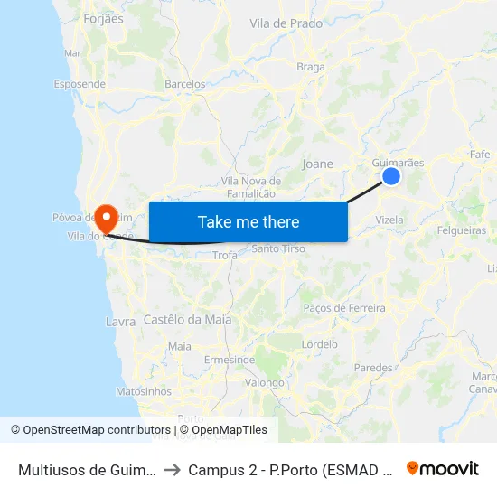 Multiusos de Guimarães to Campus 2 - P.Porto (ESMAD e ESEIG) map