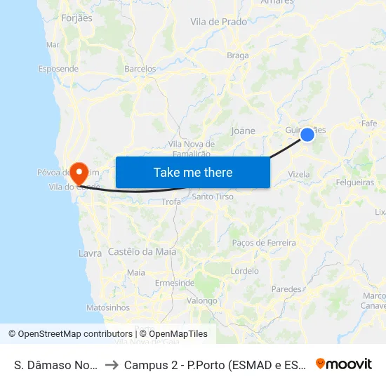 S. Dâmaso Norte to Campus 2 - P.Porto (ESMAD e ESEIG) map