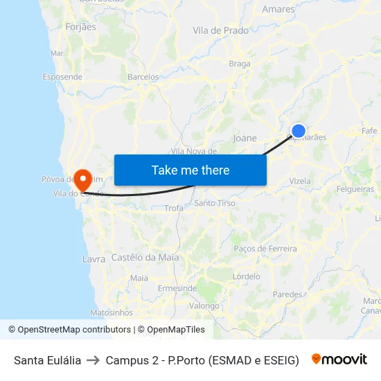 Santa Eulália to Campus 2 - P.Porto (ESMAD e ESEIG) map