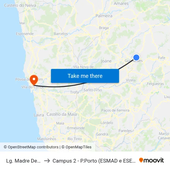 Lg. Madre Deus to Campus 2 - P.Porto (ESMAD e ESEIG) map