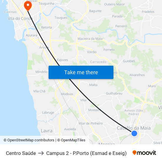 Centro Saúde to Campus 2 - P.Porto (Esmad e Eseig) map
