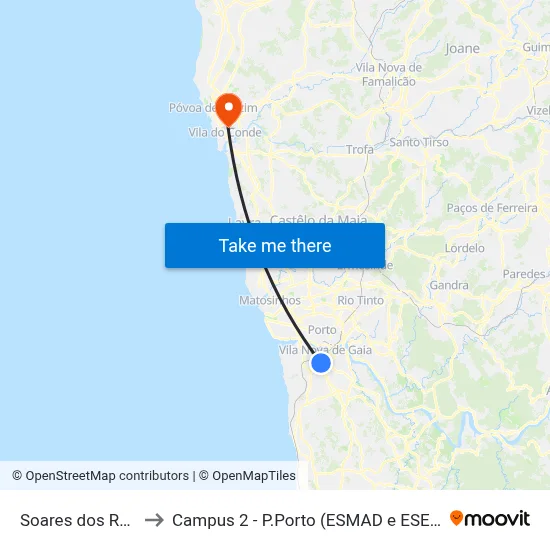 Soares dos Reis to Campus 2 - P.Porto (ESMAD e ESEIG) map