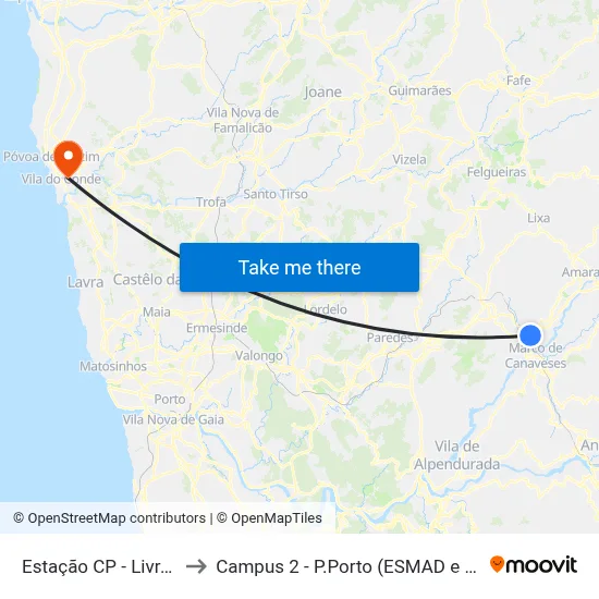 Estação CP - Livração to Campus 2 - P.Porto (ESMAD e ESEIG) map
