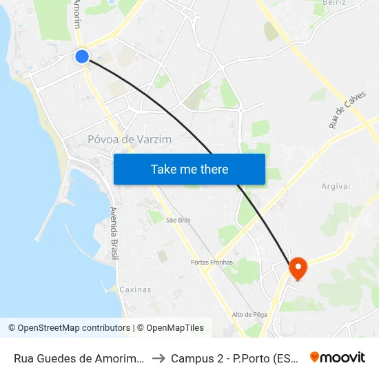 Rua Guedes de Amorim | Sá Carneiro to Campus 2 - P.Porto (ESMAD e ESEIG) map