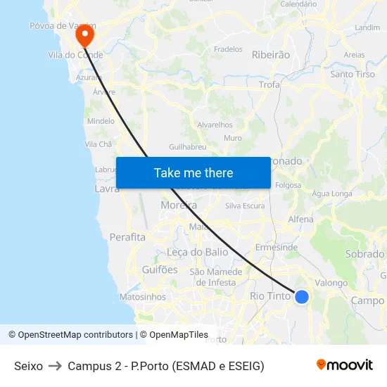 Seixo to Campus 2 - P.Porto (ESMAD e ESEIG) map
