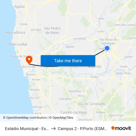 Estádio Municipal - Escola CIOR to Campus 2 - P.Porto (ESMAD e ESEIG) map