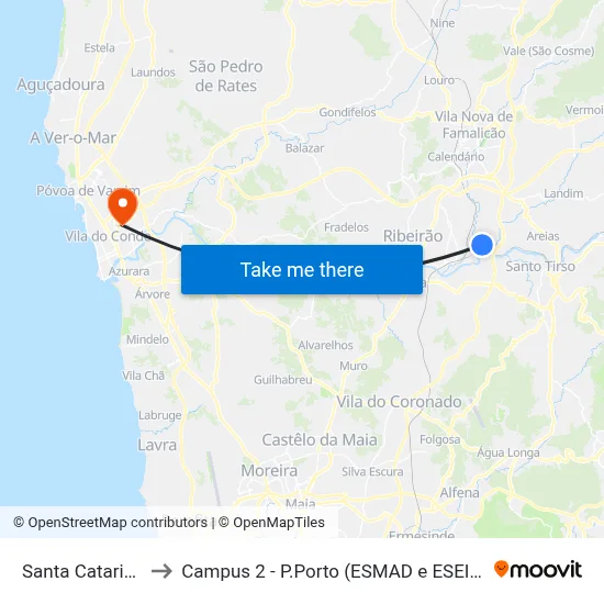 Santa Catarina to Campus 2 - P.Porto (ESMAD e ESEIG) map
