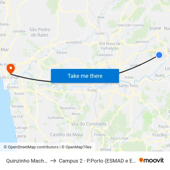 Quinzinho Machado to Campus 2 - P.Porto (ESMAD e ESEIG) map