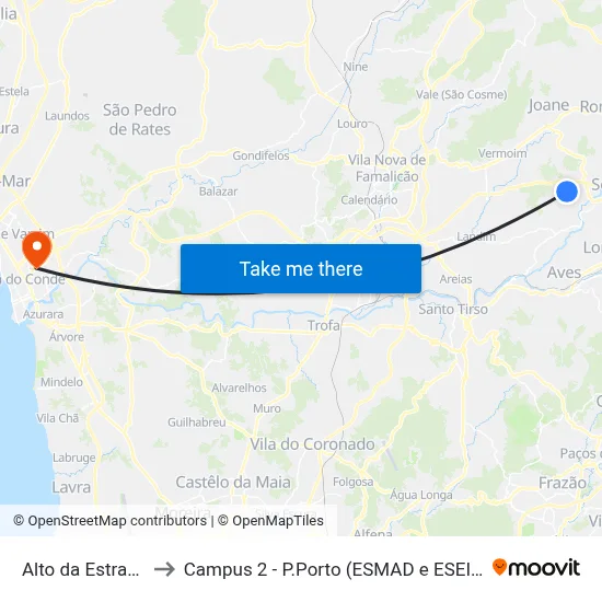 Alto da Estrada to Campus 2 - P.Porto (ESMAD e ESEIG) map