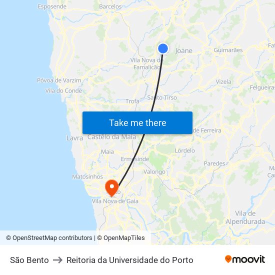 São Bento to Reitoria da Universidade do Porto map