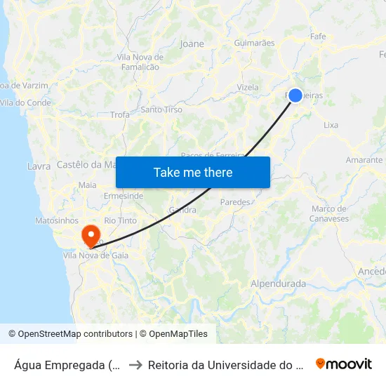 Água Empregada (Cz.) to Reitoria da Universidade do Porto map