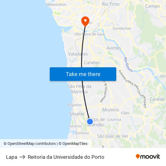 Lapa to Reitoria da Universidade do Porto map