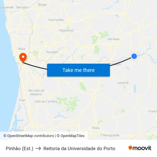 Pinhão (Est.) to Reitoria da Universidade do Porto map