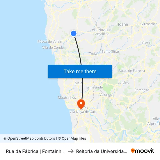 Rua da Fábrica | Fontaínhas (Rotunda) to Reitoria da Universidade do Porto map