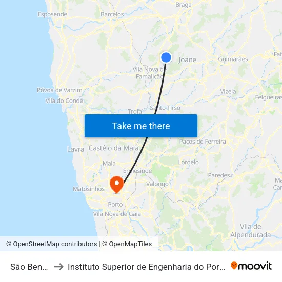 São Bento to Instituto Superior de Engenharia do Porto map