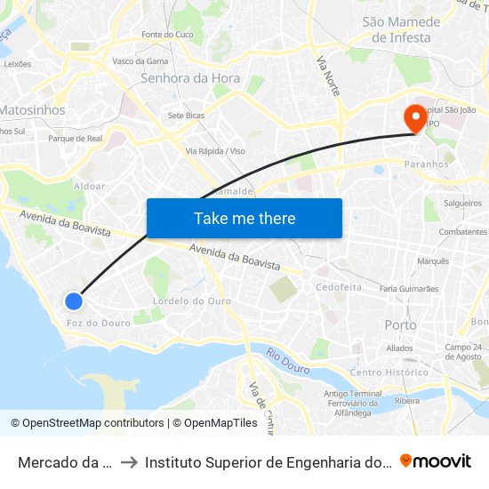 Mercado da Foz to Instituto Superior de Engenharia do Porto map