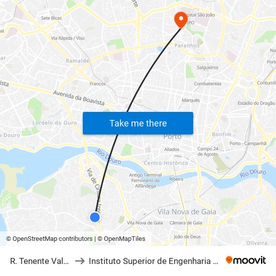R. Tenente Valadim to Instituto Superior de Engenharia do Porto map