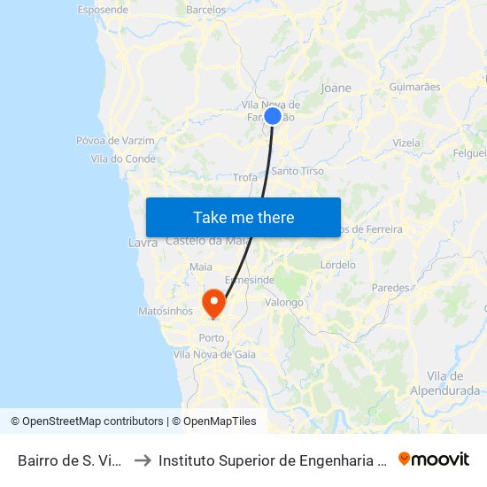 Bairro de São Vicente to Instituto Superior de Engenharia do Porto map