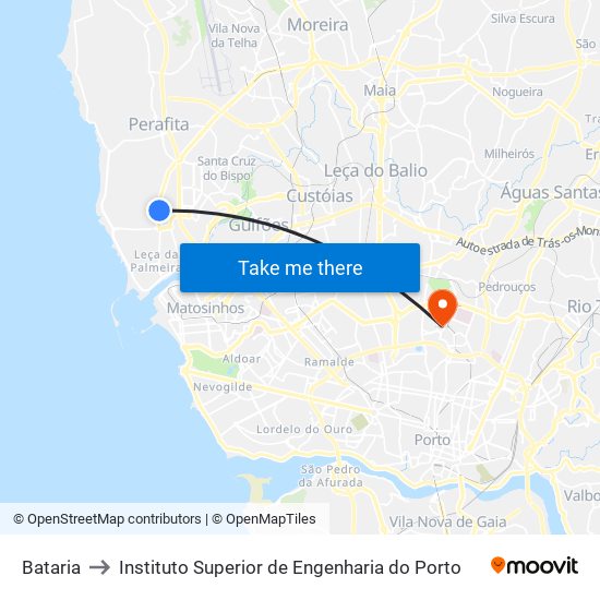 Bataria to Instituto Superior de Engenharia do Porto map