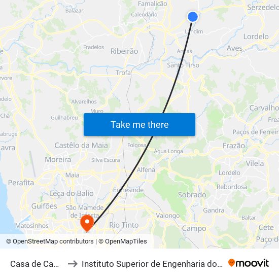 Casa de Camilo to Instituto Superior de Engenharia do Porto map