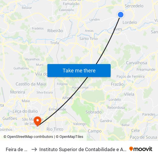 Feira de Santana to Instituto Superior de Contabilidade e Administração do Porto map