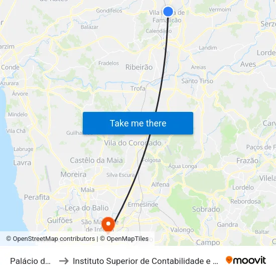 Palácio da Justiça to Instituto Superior de Contabilidade e Administração do Porto map
