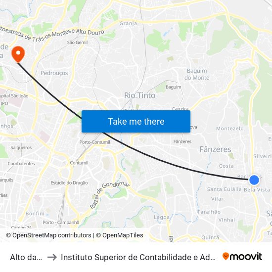 Alto da Serra to Instituto Superior de Contabilidade e Administração do Porto map