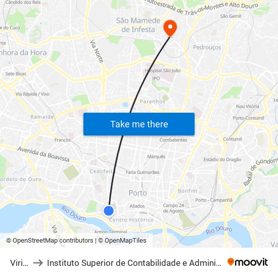 Viriato to Instituto Superior de Contabilidade e Administração do Porto map
