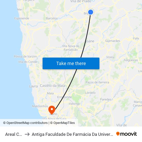 Areal Cima I to Antiga Faculdade De Farmácia Da Universidade Do Porto map