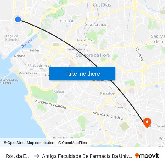 Rot. da Exponor to Antiga Faculdade De Farmácia Da Universidade Do Porto map