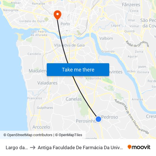 Largo da Feira to Antiga Faculdade De Farmácia Da Universidade Do Porto map