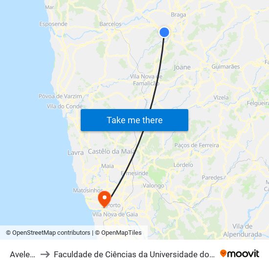 Aveleda to Faculdade de Ciências da Universidade do Porto map