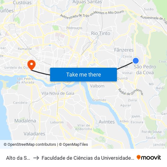 Alto da Serra to Faculdade de Ciências da Universidade do Porto map