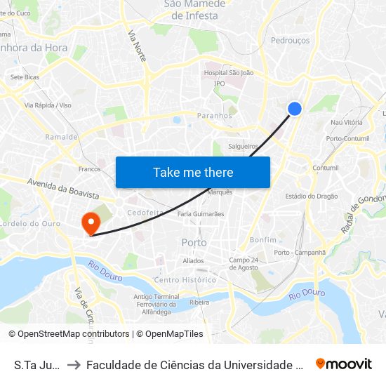 S.Ta Justa to Faculdade de Ciências da Universidade do Porto map