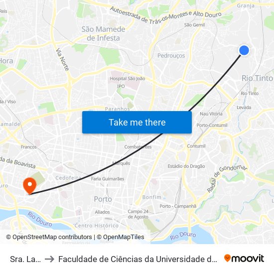 Sra. Lapa to Faculdade de Ciências da Universidade do Porto map