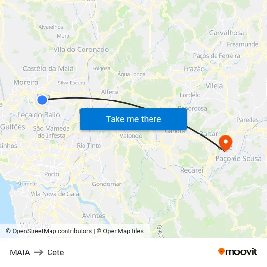 MAIA to Cete map