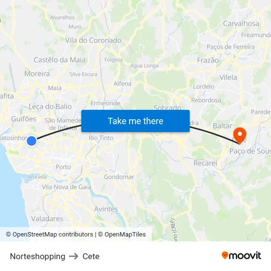 NORTESHOPPING to Cete map