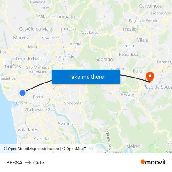 BESSA to Cete map