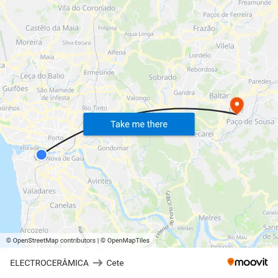 ELECTROCERÂMICA to Cete map